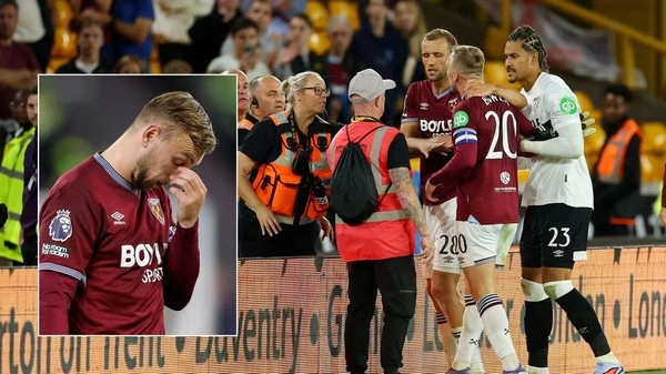 Captain Jarrod Bowen clashes with West Ham fans after Carabao Cup defeat to Wolves