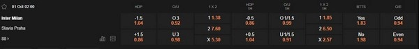 prediction Inter Milan vs Slavia Prague 01102025