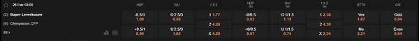 prediction Bayer Leverkusen vs Olympiacos 25022026