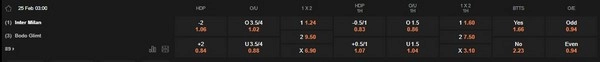 prediction Inter Milan vs Bodo Glimt 25022026